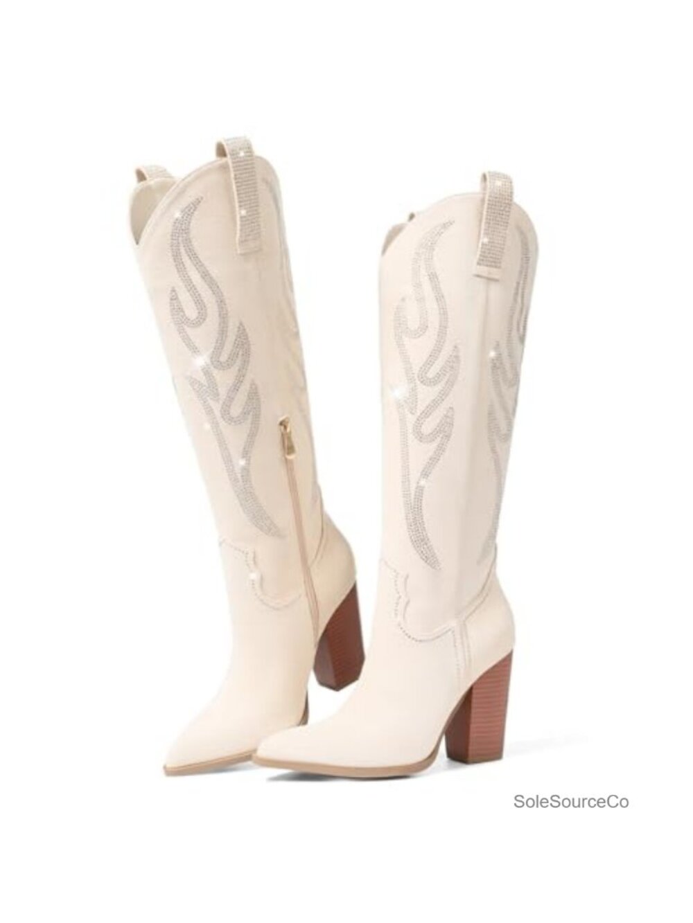 Western Cowboy Boots Embroidered Rhinestone Knee-High